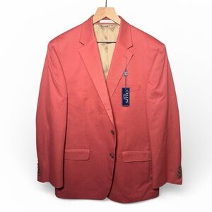 NWT Chaps 100% Cotton Salmon Pink Suit Jacket Blazer 42R